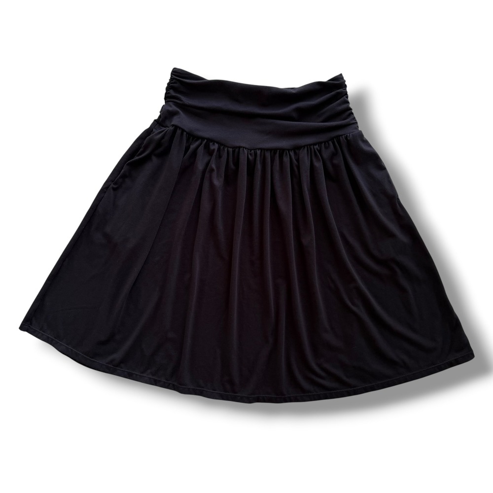 Halara Women S Black High Waisted Ruched Pleated Flowy A-Line Skirt with Pockets